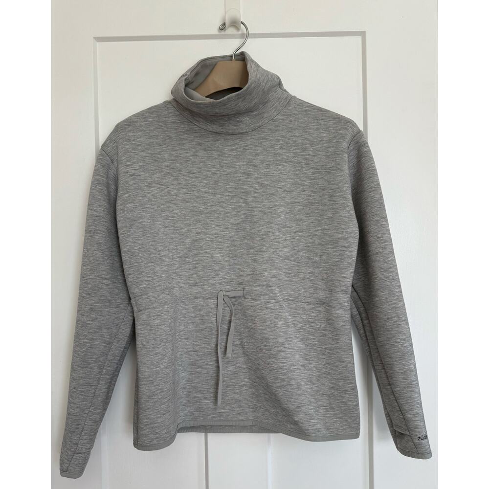 Zuda Scuba Knit Funnel Neck Top with Tie Waist Size XS GRAY